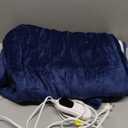 Homemate Heated Blanket Electric Throw - 50"x60" Heating Blanket Throw 1/2/4/6/8 Hours Auto-Off 10 Heat Level Over-Heat Protection Flannel Sherpa ETL Certification (02 - Navy Blue)