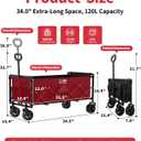 34" Extra Long Foldable Wagon with All-Terrain Wheels, 260 LBS Capacity Collapsible Utility Cart for Grocery Shopping, Apartment Moving, Camping, Picnic, Sports (Black)