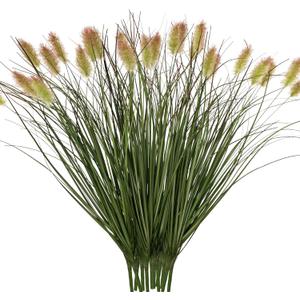 Ttranewsoo Artificial Grass, Fake Grass, Artificial Shrubs, Wheatgrass Cattails Fake Grass Decorations, Artificial Plants, Ornamental Grass, Outdoor Fake Grass, Green Leafy Decorations (12PCS)