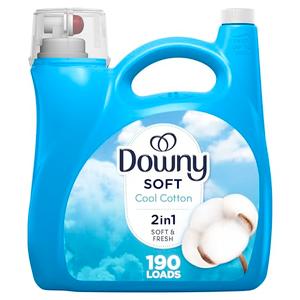 Downy Soft, 2 in 1 Soft and Fresh Liquid Fabric Softener, Cool Cotton, 140 fl oz, 190 Loads, Fabric Conditioner Liquid provides softness and freshness for fabrics