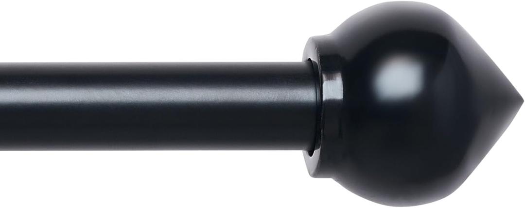 3/4" Standard Decorative Adjustable Curtain Rod,Heavy Duty Curtain Rods Set for Windows,30 To 122 Inch, Black