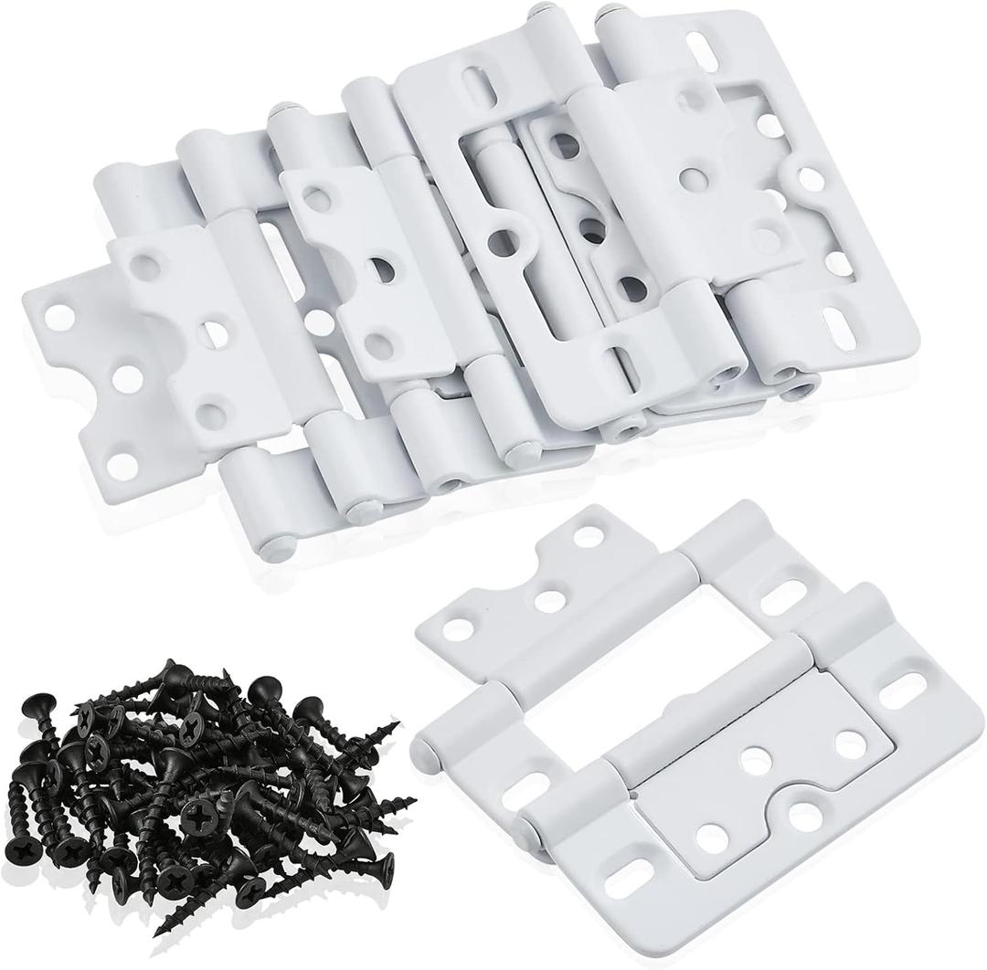 10 Pack White Shutter Hinges,3 Inch Non Mortise Hinge, Screen Door Hinges Easy to Install, Screen Door Hinge with Screws for Cabinet