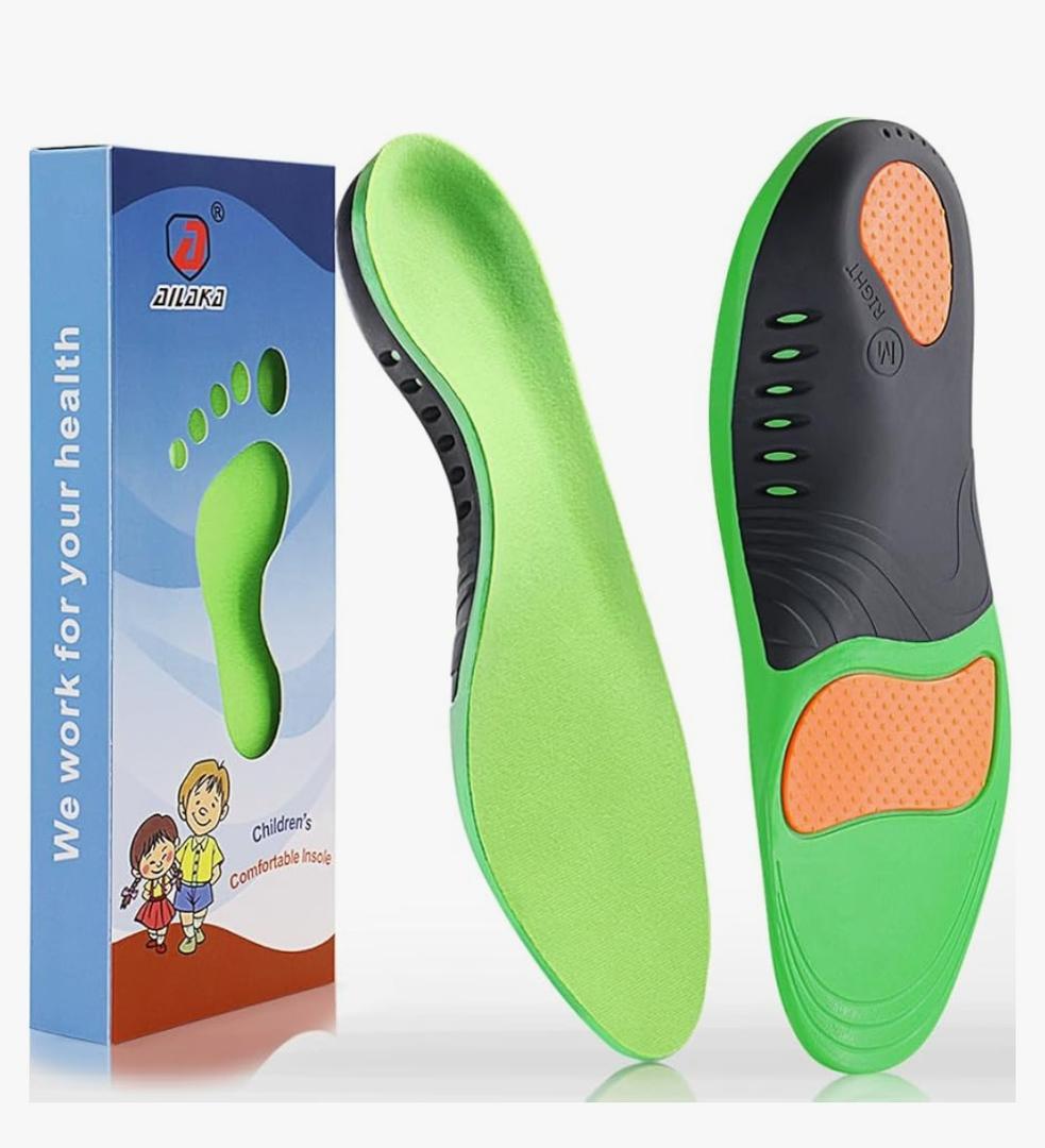 Ailaka Kids Orthotic Arch Support Shoe Insoles, Plantar Fasciitis Cushioning Athletic Inserts for Flatfoot Pain Relief Running Walking, 7.5