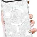 OOK Clear Floral case for iPhone Air Case, Cute Sunflower Floral Blooms DesignSoft TPU Bumper Hard PC Shockproof Protective for Women Girls Slim Phone Cover - White Flower