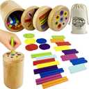 OAR Montessori Toys for Toddlers 1-3  3 in 1 Wooden Fine Motor Skills Toy Set | Color Sorting, Coin Drop, Sensory Learning | Educational Beech Wood Toys for Boys and Girls