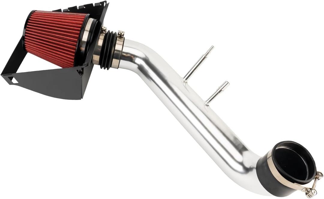 PHILTOP 3.25" Cold Air Intake Red Tube + Heat Shield Compatible With Ford Ford F150 2015-2020 V8 5.0L, Red
