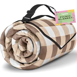 TigeJoy Extra Large Picnic Blanket Waterproof Foldable 80''x80'', Outdoor Picnic Mat Beach Blanket Sandproof for Park, Grass, Travel, Hiking, Camping Essentials, Gingham Picnic Blanket