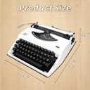 White Retro-Style Manual Typewriter, Mechanical Keys Typing Machine with Carrying Case, Includes 2 Ink Ribbons and 100 Kraft Paper Sheets, Collectible Desk Decor