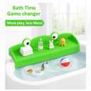 LmliveSKT Mom-Designed 35" Bathtub Splash Guard Baby Bath Organizer with Toy Storage & Leakproof Barrier (10 Suction Cups, Toy Tray), Green