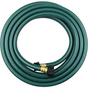 PVC Garden Hose 1/2 Inch, Flexible Water Hose with Male and Female Fittings, No Leaking, Heavy Duty, for Household, Outdoors, Lawns, Patio (15 FT, Green, Plastic Fittings)