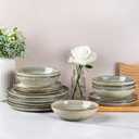 AmorArc Ceramic Dinnerware Sets,Handmade Reactive Glaze Stoneware Plates and Bowls Sets,Highly Scratch Resistant | Dishwasher & Microwave Safe Dishes Set,Service for 4 (12pc)