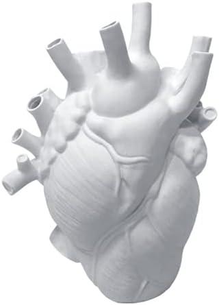 Gothic Decor Resin Flower Vase Resin Anatomical Heart Vase Human Heart Shaped Vase Statue Decor,for Desktop Decorations Craft Home Decor Creative Gifts,White