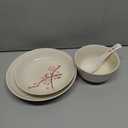 4-Piece Dinnerware Set, Plates, Dish, Bowl, Spoon, Japanese Hand-painted Tableware set Red