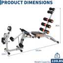 Multifunctional Ab Machine, Adjustable Sit Up Bench, Core Workout Bench for Abdominal Training, Foldable Home Gym Fitness Equipment with Ergonomic Back Support, Full Body Exercise
