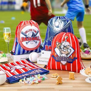 8 Pcs Baseball Soccer Party Favor Bags Kids Drawstring Soccer Candy Goodies Treat Bags Supplies