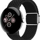 Braided Magnetic Band Compatible with Google Pixel Watch 1/2/3/4 41mm 45mm, [Upgraded Magnets do not fall off] Adjustable Stretchy Nylon Strap for Pixel Watch Wristbands Women Men (Black)