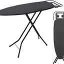 2026 Enhanced Ironing Board, Folding Iron Board with Retractable Iron Rest& Hook, 7-Level Height Adjustable Ironing Table with Thermo-Reflective Surface &10mm Thicken Pad, 43"x14"x36" (Black)