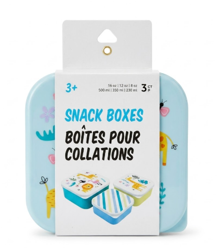 Snack Boxes. 3ct. 16oz, 12oz, 8oz.