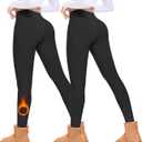 FULLSOFT Fleece Lined Leggings Women Tummy Control High Waisted Workout Winter Warm Soft Yoga Pants (Large-X-Large, X-black,black(2 Pack))