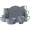 Bestone 16 Piece Round Kitchen Dinnerware Sets,Plates and Bowls sets,Dishes, Dinner Plates, Cereal Bowls SetBowls, Mugs, Dish SetPlates and Bowls,Service for 4, Stoneware Dinnerware, Gray matte