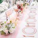 NOCCUR 150PCS Rose Gold Plastic Plates&Rose Gold Silverware-Include 30Dinner Plates, 30Salad plates, 90 Disposable Rose Gold Utensils- Ideal for Weddings/Party/Mother's Day