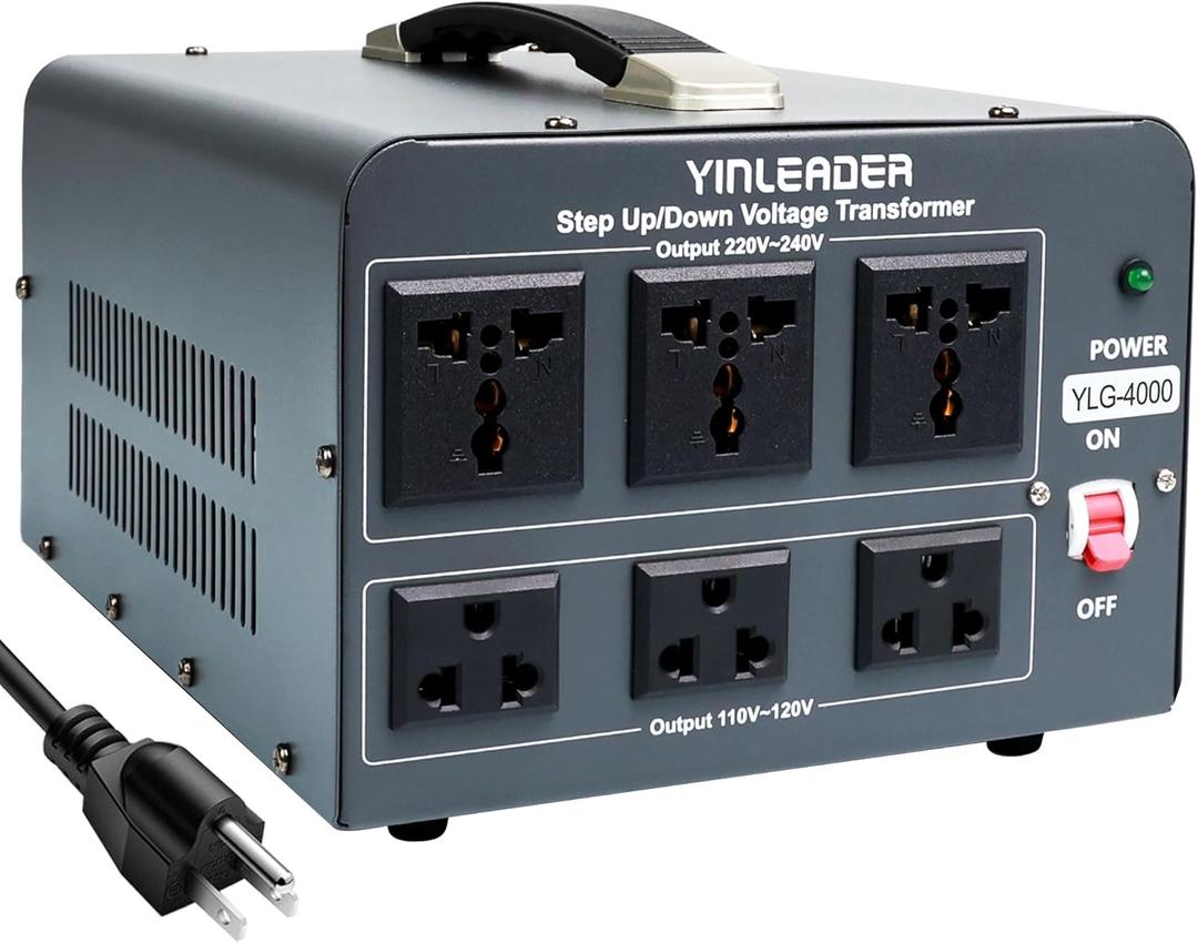 Yinleader 110V to 220V Voltage Converter Transformer 4000W Step Up/Down 110/120-220/240V with US and Universal Outlet,Resettable Circuit Breaker
