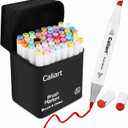 Caliart Alcohol Markers Brush Tip, 51 Colors Dual Tip Artists Coloring Markers Set Brush & Chisel, Permanent Alcohol Based Colored Sketch Pens, Art Supplies Gifts for Adults Drawing Illustration