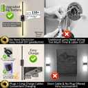 Easy Install Peel and Stick on Battery Operated Wall Sconces Set of 2 Rechargeable, Magnetic Linear Wall Sconce Wireless Long Picture Vanity Wall Light for Living Room Bedroom (2 Pack, 28.3'', Black)