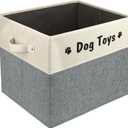 PET ARTIST Large Dog Toy Basket, Foldable Dog Toy Bin Box for Living Roon Area, Collapsible Storage Baskets with Comfortable Handles for Pet Coat,Accessories, Gray, 15"x13"x12" (Grey)