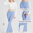 baleaf Women's Flare Leggings with Zipper Pockets Crossover High Waist Bootcut Yoga Pants Tummy Control Bell Bottom Leggings (XL)