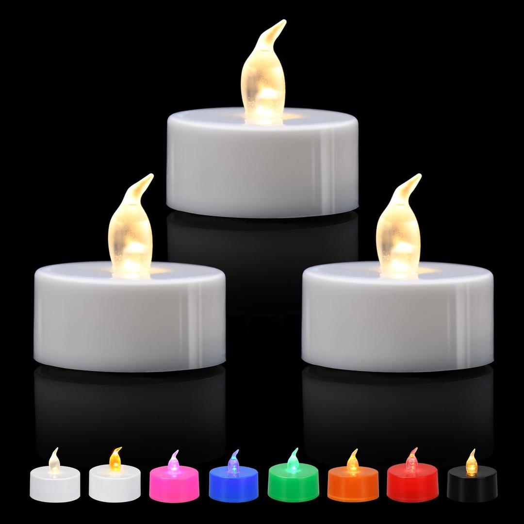 KOABY 12/24/50/100/200/400 Pack LED Tea Lights, Flickering Warm White Lights, Battery Operated