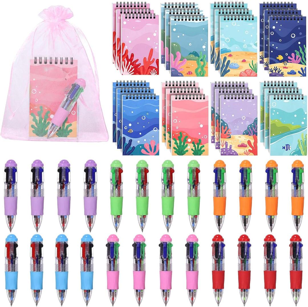 24Set Pink Stationery Gift Set with 4-in-1 Pens, Notebooks & Bags
