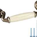 5 Pack 4 1/2" Drop Handle Ceramic Drawer Pull Antique Bronze Dresser Pull for Kitchen Cabinet Knobs 4.5 Inch 114mm Center to Center Spacing (4,4.5 in Hole Centers)