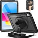 Timecity Case for iPad (A16) 11th Generation 11 inch 2025/ iPad 10th Generation 10.9 inch 2022: Full-Body Protective Case with Screen Protector, 360 Rotating Stand, Hand/Shoulder Strap -Black