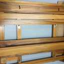 VaeFae Teak Wood Floating Shelves Bathroom, Foldable Wooden Rack Wall Mount, 2 Shelves