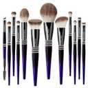 Bueart Design 16Pcs ULTRA SOFT Labeled Pro Makeup Brushes Set with Foundations Powder Blush Concealer Blending Eyeshadow Contour Brush (12Pcs Black Rose Blue)