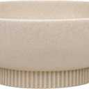 Deobath Large Resin Pedestal Decorative Bowl - Modern Handicraft Bowls for Home Decor - Fruit Bowl for Kitchen Counter - Key Bowl for Entryway Table, Artificial Stone Beige