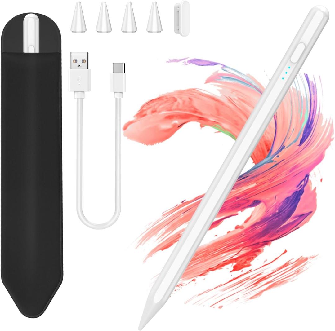 COO Stylus Pen for iPad 2018-2023 with Palm Rejection, 30Mins Fast Charging, Compatible with iPad 10/9/8/7/6th Gen, Pro 12.9"/11", Air 5/4/3, Mini 6/5(White02)