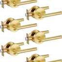 Lethato 6 Packs Gold Interior Door Handle, Brushed Gold Door Handles Interior, Heavy Duty Interior Bedroom Lever Door Handle for Bathroom