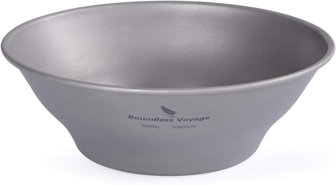 Boundless Voyage Ultralight Titanium Bowl Pan Plate Dish with Carry Bag Outdoor Camping Portable Tableware Cookware (Ti15164B (600ml Bowl))