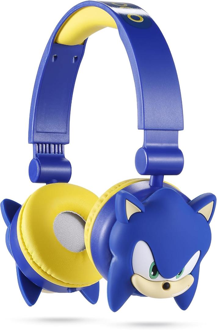 Sonic The Hedgehog - Kids Bluetooth Headphones, Wireless & Wired Over-Ear Headphones with Safe Volume, Adjustable Headband, Rechargeable Battery & Stereo Sound  Perfect for School, Home, & Travell