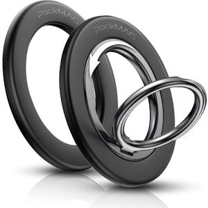 Ultra-Strong Magnetic Phone Ring Holder for MagSafe 360 Rotation, Dual-Sided Finger Ring Grip & Kickstand Compatible with iPhone 16 Pro Max 15 14 13 12 Mag Safe Accessories (Misty Black)