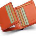 Alldaily RFID Credit Card Wallet for Men Small Bifold Front Pocket Wallet with 2 ID Windows (Black & Orange)