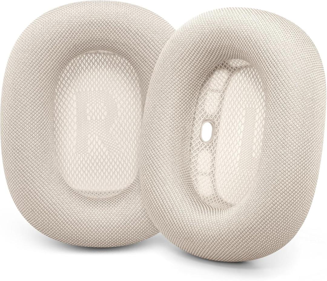 GEVO Upgraded Ear Cushions Replacement Earpads for AirPods Max 1 & 2 Headphones, Mesh Fabric Ear Pads Ear Covers Cups with Memory Foam and Magnet for AirPods Max 1 & 2 (Starlight)
