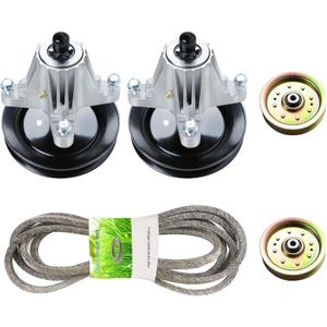618-04822 918-04822 42" Lawn Mower Deck Rebuild Kit with Belt Fits for Cub Cadet/MTD/Troy-Bilt, 2 Spindles 618-04889 918-04889, 2 Idler Pulley 756-04129B, 956-04129, 1/2" x 96" Deck Belt 754-04060