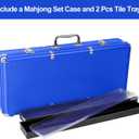 Empty Mahjong Game Set Case, Blue Aluminum Protective Case with Mahjong Tiles Trays(Tiles not Included,2Pcs/Set), Plastic Trays with Lids, Mahjong Set Storage Box