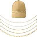5pcs Trucker Hat Chains, 5 Styles Metal/Pearl Chains Detachable Hat Chain Baseball Cap Chains Trucker Hat Charms Accessories for Women Men DIY Mesh Baseball Cap Netback Cap