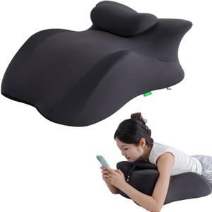 SheRest Adjustable Headrest Reading Pillow for Bed Adults - Memory Foam Back Support Wedge for Acid Reflux, Snoring & Legs, Dark Gray (22.8"x15"x9")