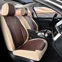 FLORICH Front and Back Seat Covers for Cars Leather Car Seat Cover Full Set 5 Seats Waterproof Seat Protector Automotive Seat Covers Carseat Cover Universal Fit for Most Cars SUV Trucks, Beige&Coffee