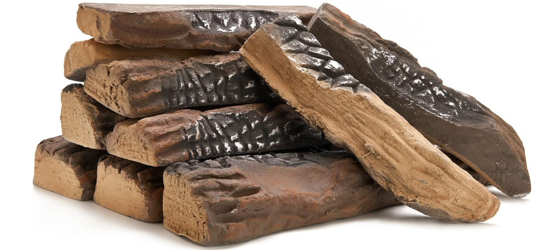 Gas Log for Fireplace, Realistic Ceramic Wood Logs for Fire Pit, Reusable Fake Fire Logs for Ventless, Gas or Propane Inserts